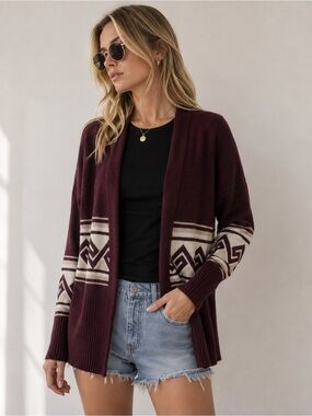 TALULA | Burgundy cashmere blend open Cardigan Sweater size large